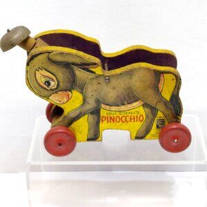 Fisher Price Walt Disney's Pinocchio's Donkey Lampwick Pull Toy #494 VTG RARE